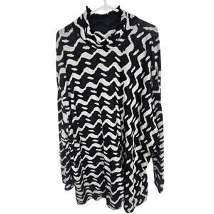 Nic+Zoe Women Geometric Artsy Turtleneck Sweater Plus Size 2X Art To Wear Cotton
